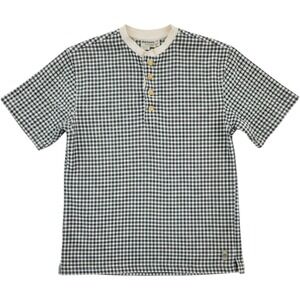 Basic Equipment Vintage 90s Plaid Henley Shirt Womens Medium Cotton Short Sleeve